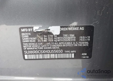 2017 BMW X5 xDrive35I from USA, damaged, VIN 5UXKR0C5XH0U55650